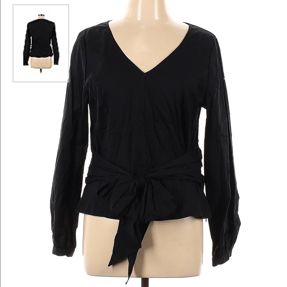 Black Tie Front Jane and Delancey Long Sleeve Blouse